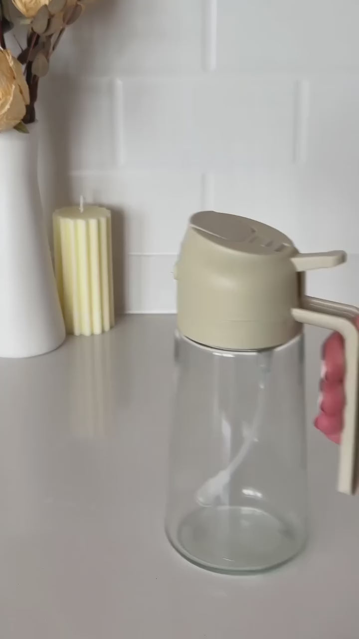 2in1 Oil Sprayer Glass Bottle For Cooking